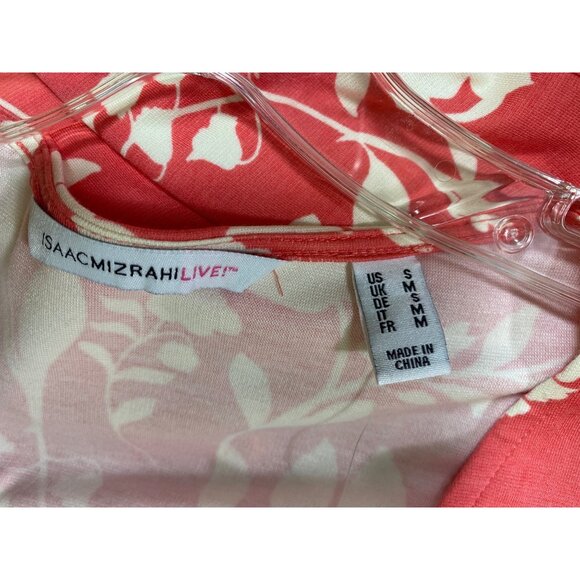 Isaac‎ Mizrahi Live Orange White Floral Print Wrap Dress Small Boho Preppy Cute - Picture 7 of 9